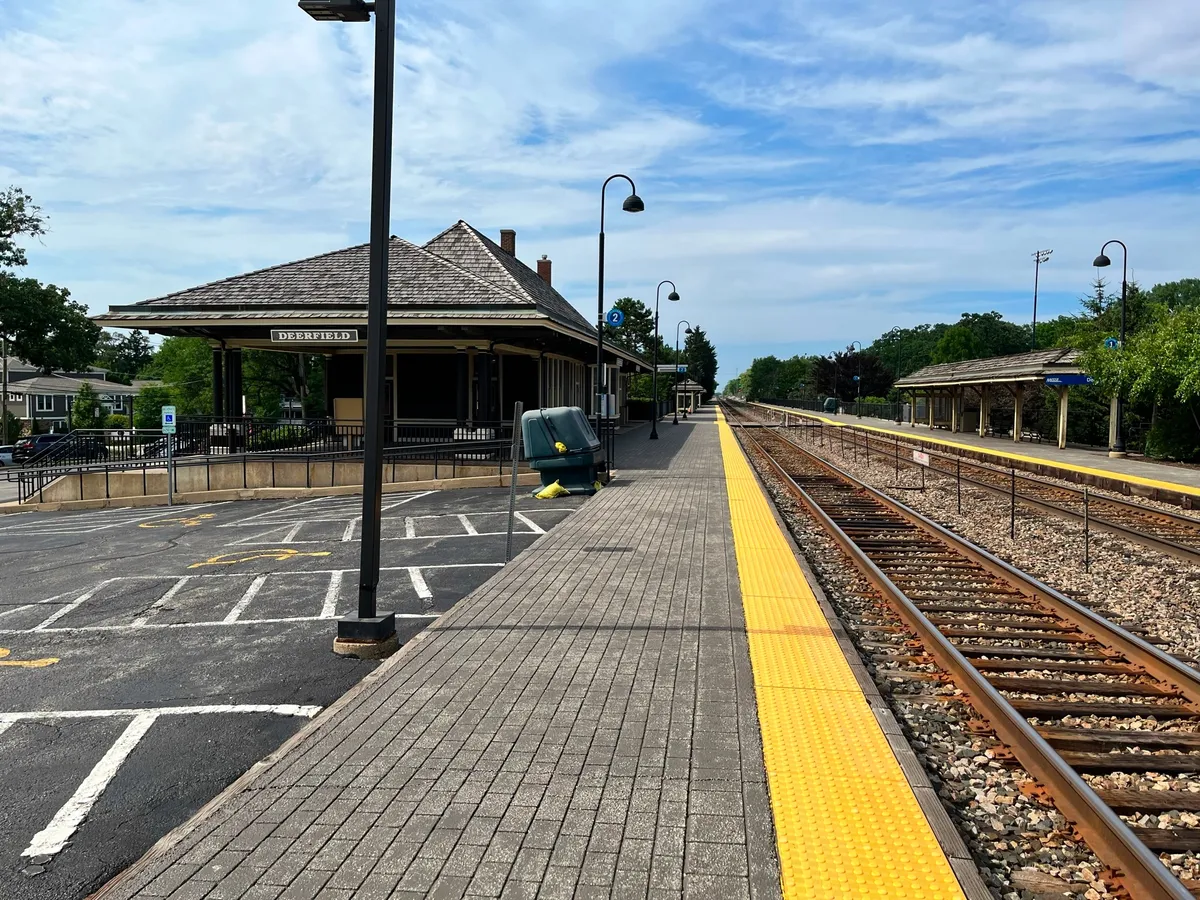 Deerfield Metra station, photographed in July 2022.