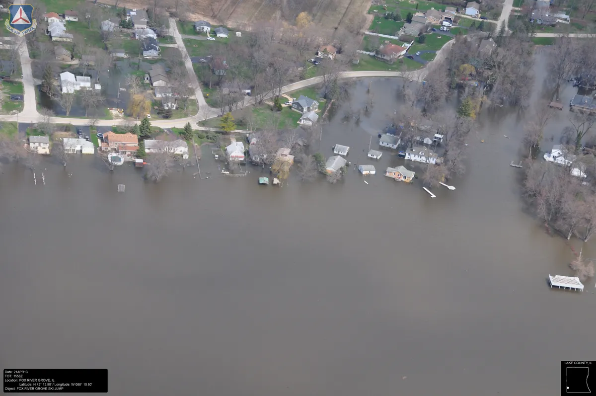 The Fox River at neighboring Fox River Grove, photographed in April 2013